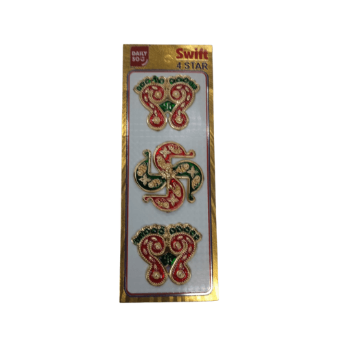 Mataji feet/Paduka with Ganesha and swastika,