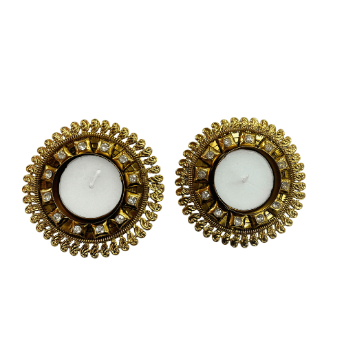 Pack of 2 Exclusive gold fancy tea light holders