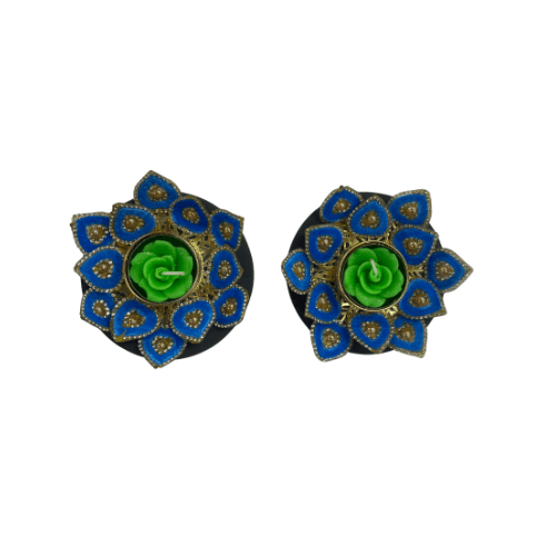 Pack of 2 blue fancy floating flower design tea light holders