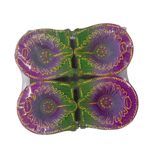 Pack of 4 Fancy Diwali clay lamps