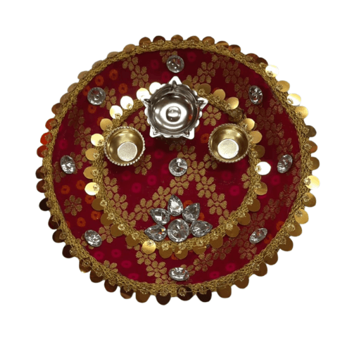 Fancy decorated material rakhee thari cerise pink