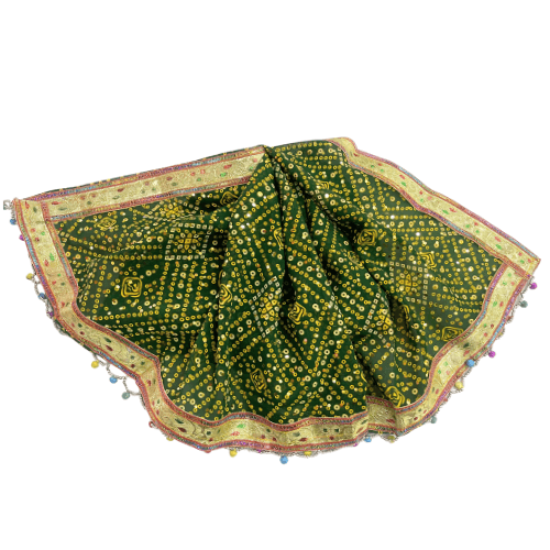 Green Bandhani design Chunderi