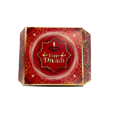 Pack of 10 red fancy Happy Diwali diya designed boxes for goodies and sweetmeats