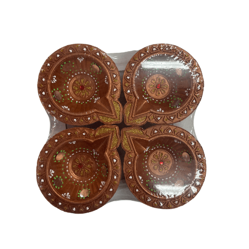 Pack of 4 fancy painted clay Lamps