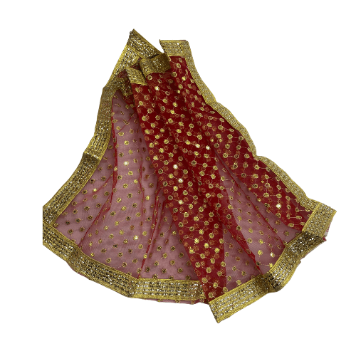 Red and gold Chunderi or mataji cloth