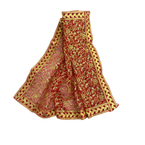 Red and gold Chunderi or mataji cloth