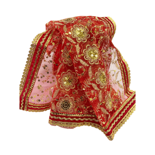 Red and Gold fancy chunderi cloth